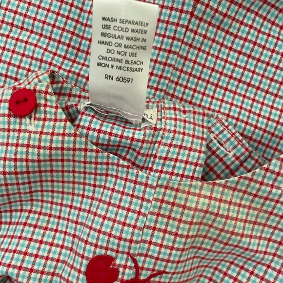Crawfish Lobster Gingham Onesie Size 3 months - Picture 3 of 3